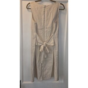 Charlie Page Linen Beige Sleeveless Dress Tie Back Waist. Medium